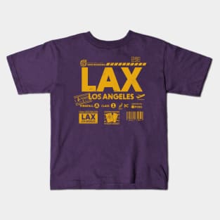 Vintage Los Angeles LAX Airport Code Travel Day Retro Travel Tag Kids T-Shirt